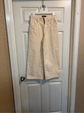Monoprix French High-Rise Wide-Leg Jeans in Cream